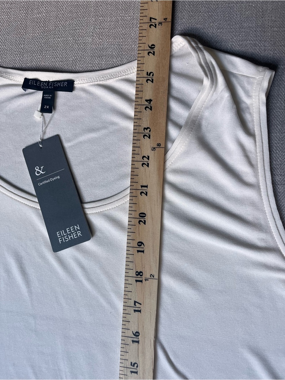 Eileen Fisher Soft White Jersey Silk Scoop Neck Short Shell Sleeveless Tank - Picture 10 of 12
